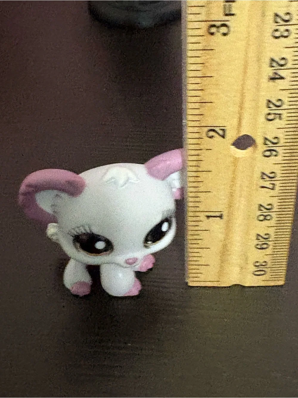 Littlest Pet Shop chihuahua puppy dog gray purple ears brown eyes. Preowned.